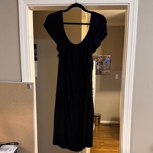 Lane Bryant Black Ruffle-Front Midi Dress